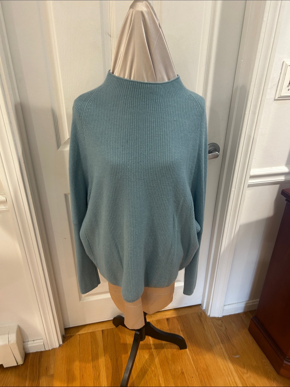Talbots Light Teal Ribbed Mock Neck Sweater